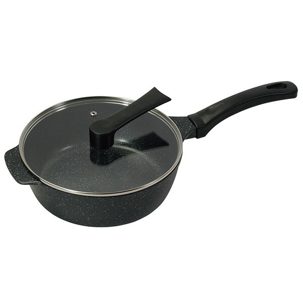 Glass Fry Pans - パール金属 ストロングマーブル IH対応ガラス蓋付おまかせパン24cm（スプーン付） HC-0059 ガラス蓋・シリコーンスプーン付