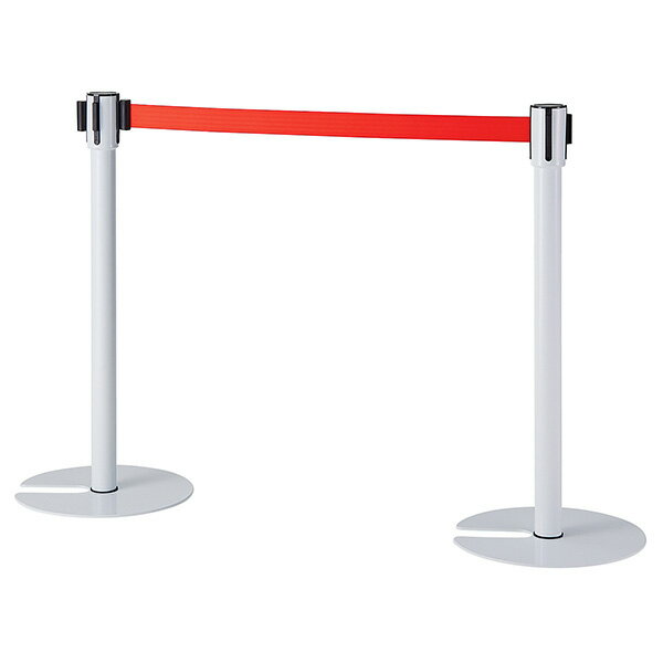 【メーカー直送】ストア・エキスプレス ベルトパーティション スタッキングタイプ ホワイト レッド 61-813-37-2