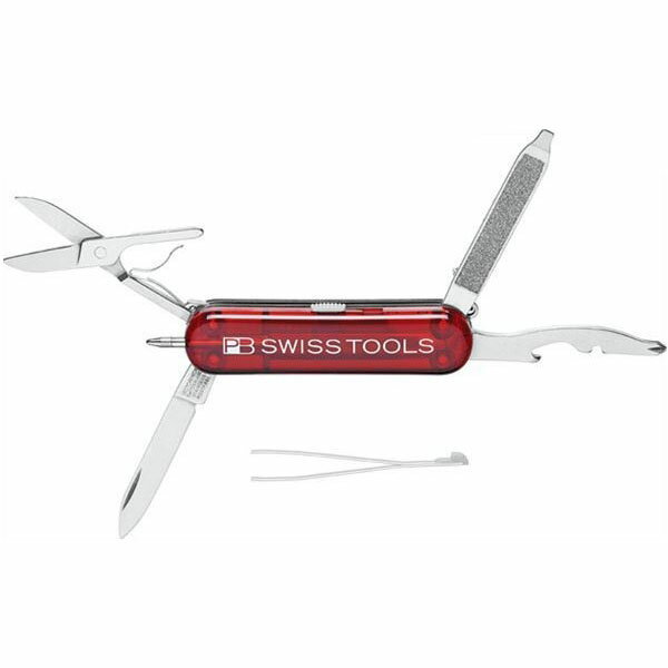 PB SWISS TOOLS(PBスイスツールズ)の一覧はこちら●質量(g)：42●10機能/ラージブレード・はさみ・つめやすり・マイナスドライバー・せん抜き・フィリップス型プラスドライバー（マグネット付）・ワイヤーストリッパー・キーリング・ピンセット（毛抜き）・ボールペン●PB社ロゴ入り●スイス・WENGER社製。JANCD:7610733048137【銀行振込・コンビニ決済】等前払い決済予定のお客様へ当商品は弊社在庫品ではなく、メーカー在庫品です。在庫確認後に注文確認を行い、お支払いのお願いを送信させて頂きます。休業日、14:00以降のご注文の場合は翌営業日に上記手続きを行います。お時間が掛かる場合がございます。