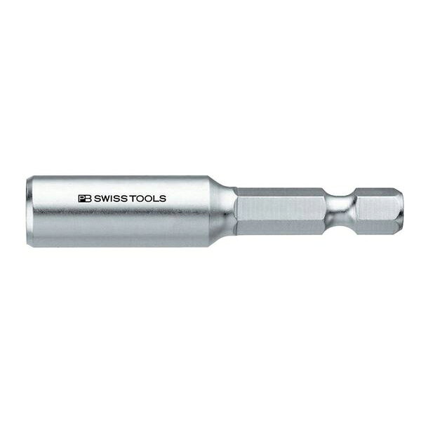 PB SWISS TOOLS(PBスイスツールズ)の一覧はこちら●全長(mm)：57●軸径(φmm)：10●質量(g)：30●差込角：1/4"(6.3mm)hex●ビットはホルダー内のリングにより保持。●ワンタッチビットロック式の電動ドライバー等で、PBのC6シリーズのビットを使用する際に最適です。●ホルダー部はリング式。JANCD:7610733019588【銀行振込・コンビニ決済】等前払い決済予定のお客様へ当商品は弊社在庫品ではなく、メーカー在庫品です。在庫確認後に注文確認を行い、お支払いのお願いを送信させて頂きます。休業日、14:00以降のご注文の場合は翌営業日に上記手続きを行います。お時間が掛かる場合がございます。