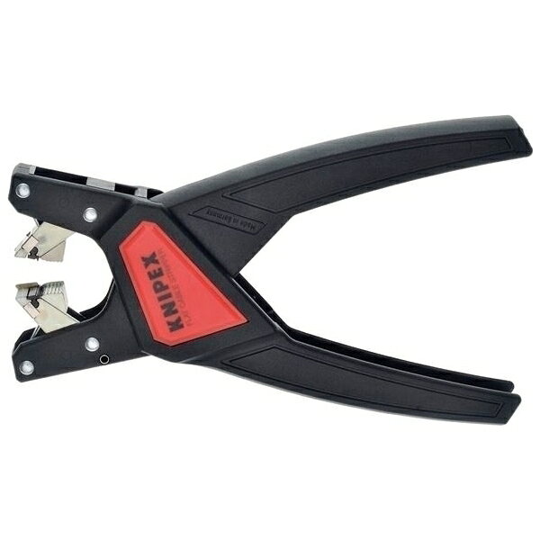 KNIPEX(クニペックス)の一覧はこちらフラットケーブル用オートマチックストリッパー●ストリッピング能力(mm2)：0.75～2.5●ストリッピング能力(AWG)：19-13●質量(g)：125●最大幅12mmまで、太さ0.75～2.5mm2までのフラットケーブル用。●芯線を傷つけることなく被覆の厚さに合わせて自動的に切り込み深さを調整します。●刃は交換可能。●ボディーは軽量なグラスファイバー入りプラスチック製。JANCD:4003773073284【銀行振込・コンビニ決済】等前払い決済予定のお客様へ当商品は弊社在庫品ではなく、メーカー在庫品です。在庫確認後に注文確認を行い、お支払いのお願いを送信させて頂きます。休業日、14:00以降のご注文の場合は翌営業日に上記手続きを行います。お時間が掛かる場合がございます。
