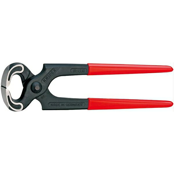 KNIPEX(クニペックス)の一覧はこちらプロの職人の方々に多く使用されています。●切断能力（中硬線；φmm)：2.2●全長(mm)：225●質量(g)：437●過酷な使用に最適です。●プロの職人の方々に多く使用されています。●耐磨耗性が非常に高く、重量バランスに優れた設計です。●入念な焼入れ処理が施された刃の硬度は約HRC60。●材質はオイル焼き入れ焼き戻し処理済みの特殊工具鋼。JANCD:4003773011576【銀行振込・コンビニ決済】等前払い決済予定のお客様へ当商品は弊社在庫品ではなく、メーカー在庫品です。在庫確認後に注文確認を行い、お支払いのお願いを送信させて頂きます。休業日、14:00以降のご注文の場合は翌営業日に上記手続きを行います。お時間が掛かる場合がございます。