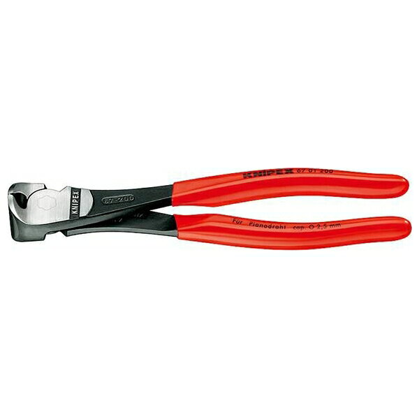 KNIPEX(クニペックス)の一覧はこちら軟線・硬線・ピアノ線を切断することができます。●切断能力（軟線；φmm)：5.0●切断能力（中硬線；φmm)：3.8●切断能力(硬線；φmm)：3.0●切断能力(ピアノ線；φmm)：2.5●全長(mm)：200●質量(g)：318●軟線・硬線・ピアノ線を切断することができます。●最適な刃のアングルとてこの原理を最大限に利用することにより、少ない力で高い切断能力を発揮します。●入念な焼入れ処理が施された刃の硬度は約HRC64。●材質はオイル焼き入れ焼き戻し処理済みのクロームバナジウム電気鋼。JANCD:4003773011668【銀行振込・コンビニ決済】等前払い決済予定のお客様へ当商品は弊社在庫品ではなく、メーカー在庫品です。在庫確認後に注文確認を行い、お支払いのお願いを送信させて頂きます。休業日、14:00以降のご注文の場合は翌営業日に上記手続きを行います。お時間が掛かる場合がございます。