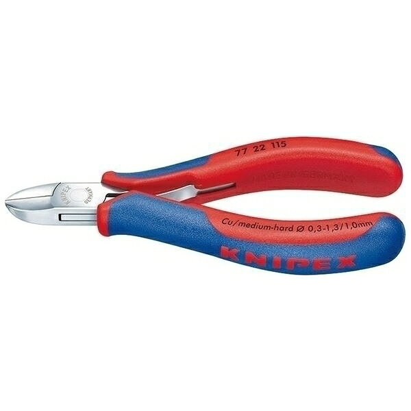 KNIPEX(クニペックス)の一覧はこちら極めて精密なエレクトロニクス関連、精密機器関連の切断作業に最適な高精度のニッパー。●切断能力（軟線；φmm)：0.3-1.3●切断能力（中硬線；φmm)：1.0●刃長(mm)：14●ジョイント部の幅(mm)：11●ジョイント部の厚さ(mm)：7.0●全長(mm)：115●質量(g)：80●極めて精密なエレクトロニクス関連、精密機器関連の切断作業に最適な高精度のニッパー。●ジョイント部は精密な3枚合わせ（ボックスジョイント）。●抵抗感の少ないダブルオープンスプリング付きですので、繰り返し作業する際にも口を開く必要がありません。●入念な焼入れ処理が施された刃の硬度は約HRC62。●高級オイルによる磨き処理によって防錆加工が施されていますので、ツールからメッキが剥がれ、回路へ悪影響を与えることがありません。●鍛造により大変頑丈です。●材質はオイル焼き入れ焼き戻し処理済みの特殊工具鋼。JANCD:4003773027973【銀行振込・コンビニ決済】等前払い決済予定のお客様へ当商品は弊社在庫品ではなく、メーカー在庫品です。在庫確認後に注文確認を行い、お支払いのお願いを送信させて頂きます。休業日、14:00以降のご注文の場合は翌営業日に上記手続きを行います。お時間が掛かる場合がございます。