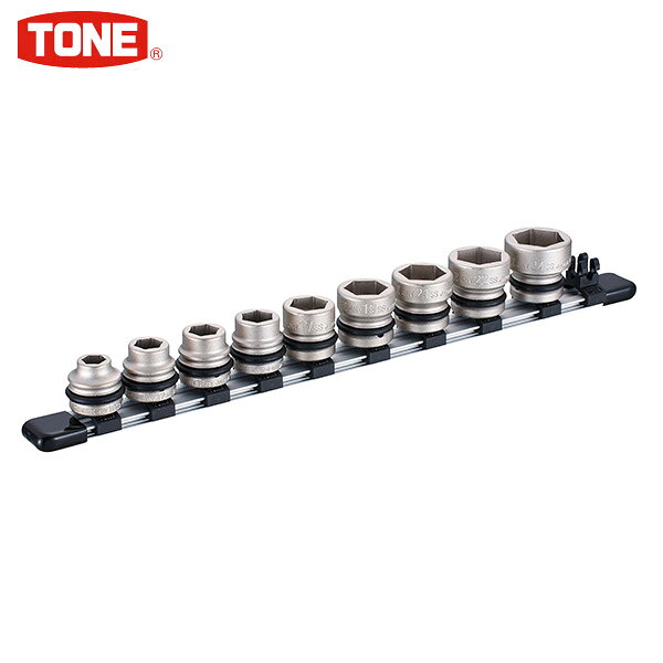 TONE(トネ)の一覧はこちら●差込角12.7mm(1/2inch)●差込角(ピン&Oリング)●構造用鋼●ボルト・ナットの締付け・緩め作業用。●ソケットの取り外しが容易なアルミタイプのソケットホルダで作業効率がアップします。ねじ穴付きで壁掛けやデスク固定が可能です。●Oリング、ピンは正しいサイズのものを確実に固定してから使用してください。Oリング、ピンは消耗品です。劣化、摩耗したものは交換してください。【商品サイズ】縦(mm)　322横(mm)　93高さ(mm)　35【商品重量】重量(g)　710JANCD:4953488410570【銀行振込・コンビニ決済】等前払い決済予定のお客様へ当商品は弊社在庫品ではなく、メーカー在庫品です。在庫確認後に注文確認を行い、お支払いのお願いを送信させて頂きます。休業日、14:00以降のご注文の場合は翌営業日に上記手続きを行います。お時間が掛かる場合がございます。