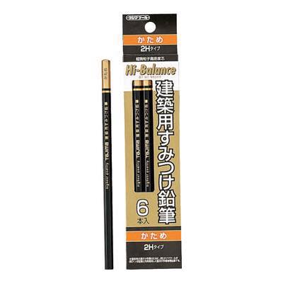 TJMデザイン（タジマツール）:建築用すみつけ鉛筆　かため（2H）6本入 KNE6-2H オレンジブック 8134539