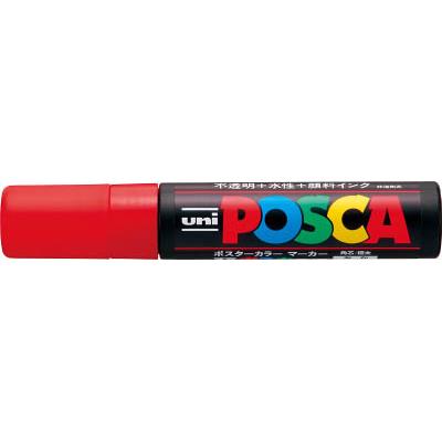 uni（三菱鉛筆）:水性顔料マーカーポスカ極太角芯赤 PC17K.15 オレンジブック 3653986