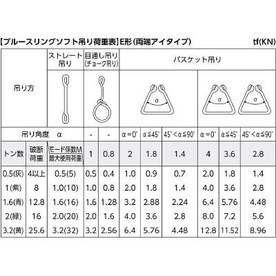 TESAC（テザック）:ブルースリングソフトE形（両端アイタイプ）荷重3.2t 全長2m TBSE3.2TX2M オレンジブック 4334191