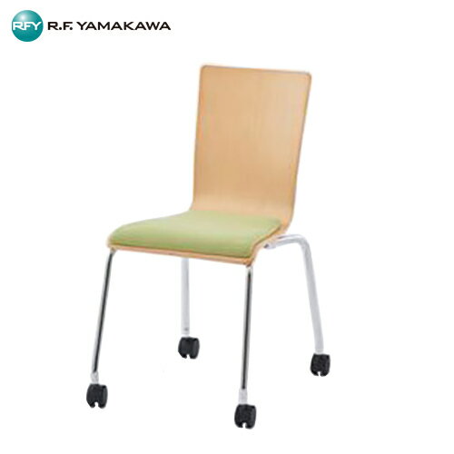 【法人限定】【車両制限】【車上渡し】【地域制限有】【メーカー直送】アール・エフ・ヤマカワ プライウッドキャスターチェア グリーン パッド付 RFC-FPCAGN