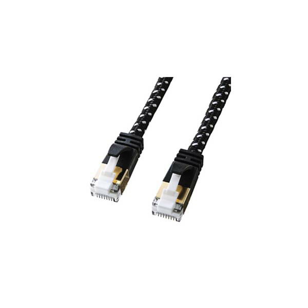サンワサプライの一覧はこちら■ケーブル長：5m■ケーブル直径：5.0mm■ケーブル色：ブラック&ホワイト■コネクタ形状：RJ-45つめ折れ防止シールドコネクタ(ラッチカバー付)■ケーブル構造：より線、ストレート全結線■対応伝送帯域：カテゴリ7(10GBASE-T)、カテゴリ6a(10GBASE-T)、エンハンスドカテゴリ6(10GBASE-T)、カテゴリ6(1000BASE-TX)、エンハンスドカテゴリ5(1000BASE-T)、カテゴリ5(100BASE-TX)、カテゴリ3(10BASE-T)適合■対応環境(機器)：ADSL回線(ADSLモデム)、ケーブルTV回線(CATVモデム)、光回線(FTTH超高速光インターネット)、デジタルテレビ、ハードディスクレコーダ(RJ-45ポートを持つ機種)、INS64(30m以下)対応※ギガビット接続については、接続する他の機器・ケーブルが全てギガビットに対応する必要があります。●沖縄・離島は別途送料がかかりますJANCD:4969887566657【銀行振込・コンビニ決済】等前払い決済予定のお客様へ当商品は弊社在庫品ではなく、メーカー在庫品です。在庫確認後に注文確認を行い、お支払いのお願いを送信させて頂きます。休業日、14:00以降のご注文の場合は翌営業日に上記手続きを行います。お時間が掛かる場合がございます。