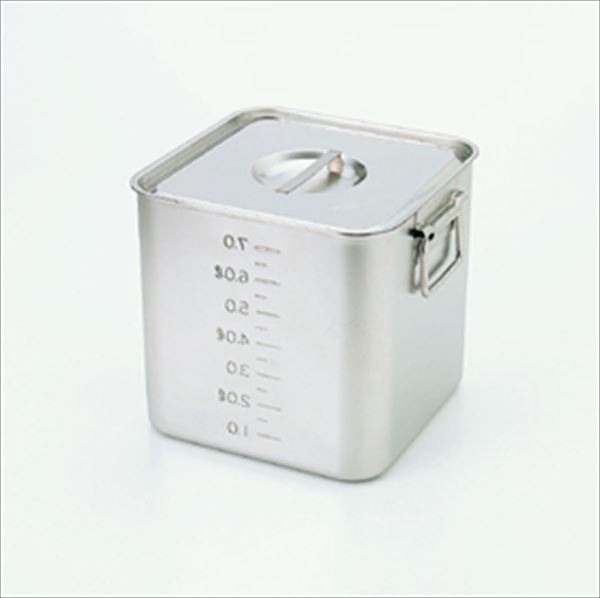 スギコ産業 18-8目盛付深型角キッチンポット（フタ付） SH-4217D（手無）