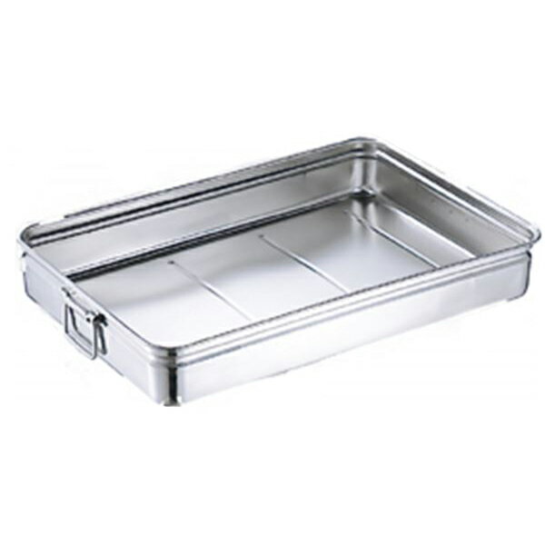 スギコ産業 18-8手付番重バット（丸棒取手）（大・浅型8cm） SH-5537-08H