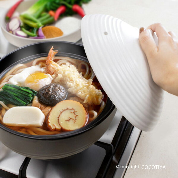 【送料無料】深型 土鍋 6号 New うたげ宴1〜2人用土鍋6号 一人用土鍋 小さい土鍋 炊飯土鍋 直火 ガス火 蒸し鍋 両手鍋 個食鍋 cocotiya-10000527 ここち屋楽天市場店 サンプル画像2