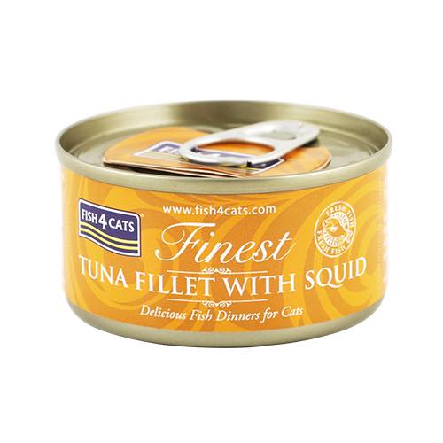 フィッシュ4キャット缶詰 「ツナ＆イカ」TUNA FILLET WITH SQID 