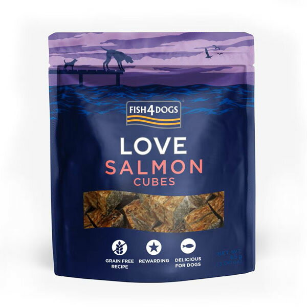 魚肉 - 【FISH4DOGS】 フィッシュフォードッグ　サーモンキューブ（85g）おやつ ご褒美 サーモン ホワイトフィッシュ皮 オメガ3脂肪酸 皮膚・被毛・関節の健康をサポート