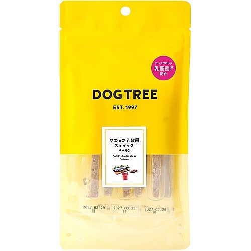【DOGTREE】やわらか乳酸菌スティックサーモンM（6本）おやつ ご褒美 デンタブロック乳酸菌 小型犬 シニア犬 ちぎりやすい 良質なタンパク質 ビタミンD オメガ3脂肪酸