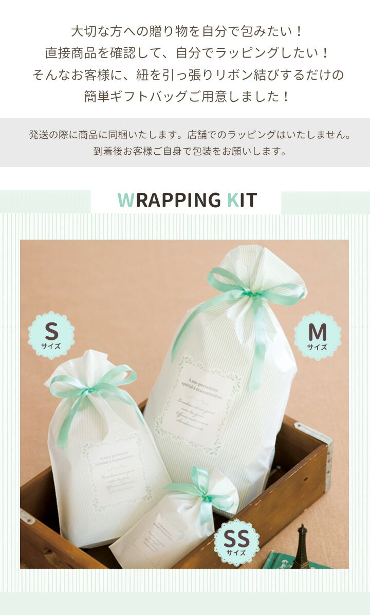商品購入者専用 ラッピング袋 販売 サテンリボン付き ミントストライプ ギフトバッグ SSサイズ プレゼント ギフト ラッピング 袋 巾着 23cm×15cm