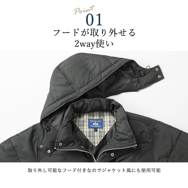 【敬老の日遅れてごめん 無料ラッピング】【 2wayコート ミドル丈 】シニアファッション メンズ 80代 70代 60代 90代 秋冬 防寒 あたたかい フード付き中綿ハーフコート おじいちゃん 服 プレゼント 紳士服 男性 祖父 お年寄り 老人 高齢者 cocowaku-10004124 シニア服・贈り物_キテコギフト サンプル画像3