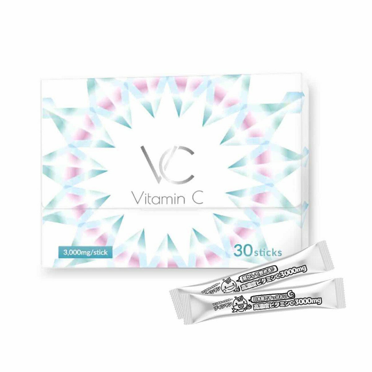 高濃度 ビタミンC 3000mg イギリス産 含有率96% サプリメント 粉末 スティック VC(ブイシー) 30包 1箱のサムネイル