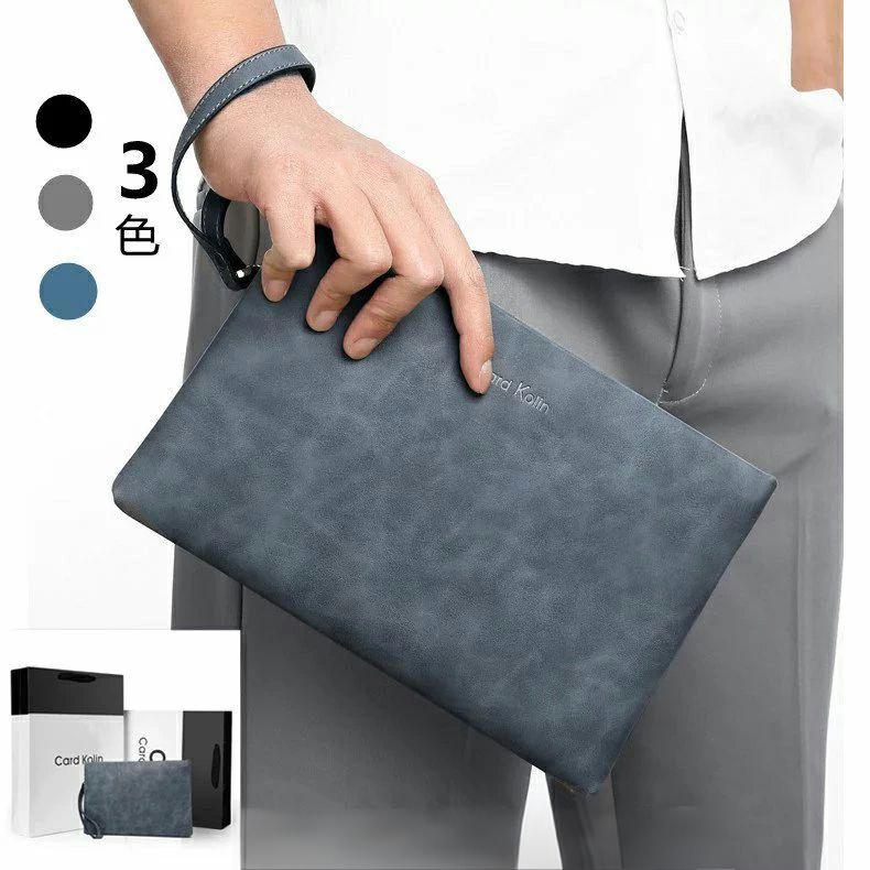 クラッチバッグ メンズ puレザー 小さめ おしゃれ フォーマル セカンドバッグ ビジネス カジュアル ストラップ 結婚式 PU革 父の日 ブラック グレー ネイビー