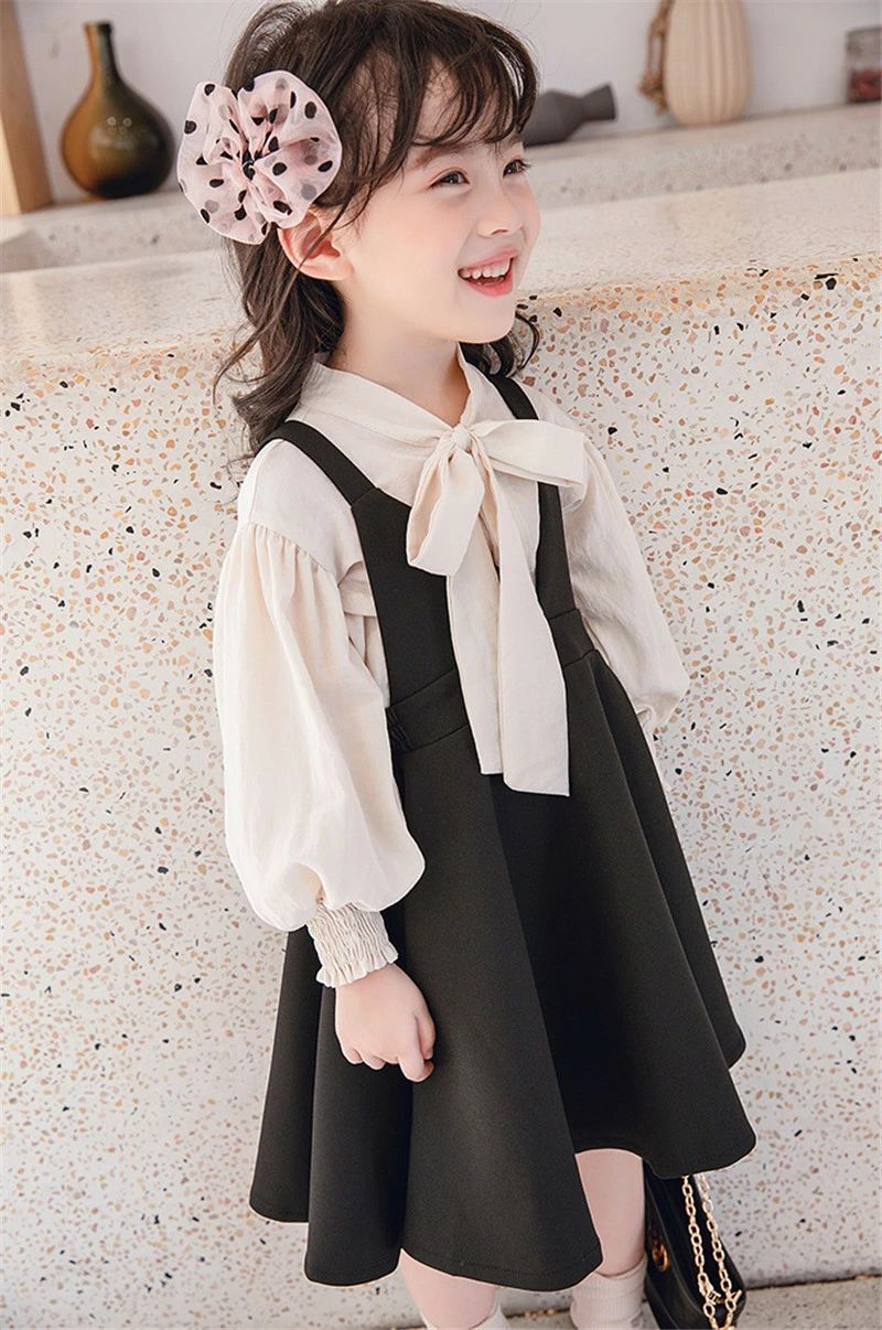 子供服 女の子 ワンピース フォーマル 長袖 ドレス 春 秋 2点セット シャツ サロペ...