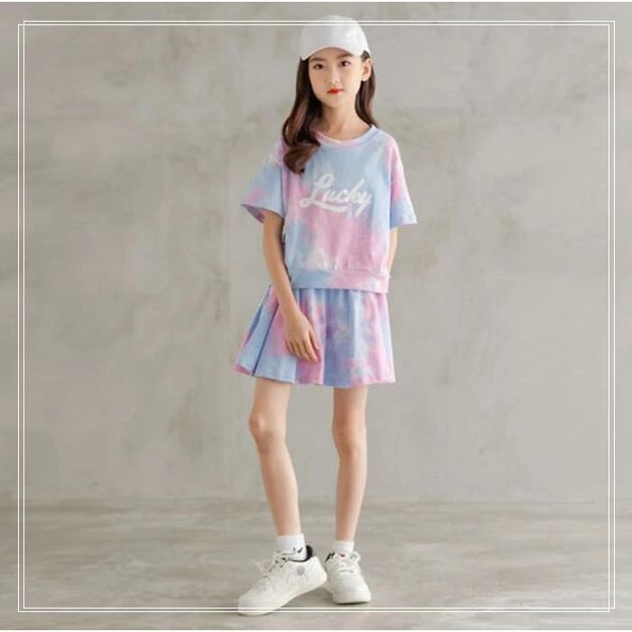 子供服 セットアップ 学生 女の子 半袖Tシャツ スカート 子ども服 上下セット キッ...