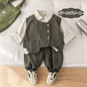 子供服 セットアップ 男の子 3点セット キッズ カジュアルスーツ 子供スーツ フォーマル ベビー 上下セット ベスト シャツ ズボン 男児 発表会 初節句 卒業式