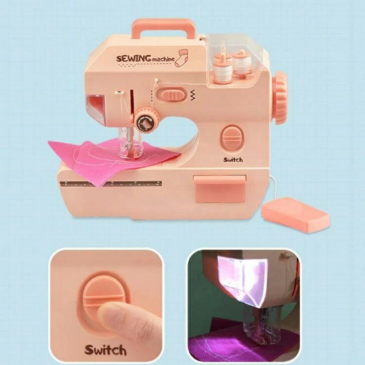 ソウゴウバンジヤの毛糸ミシン 子供用ミシン ミシン 子供用電気ミシン ミニ電気ミシン おもちゃ電気ミシン かんたん 安全 おもちゃ 玩具 人気 おすすめ 毛糸 ししゅう 刺繍 こども 子供 女の子 誕生日 クリスマス プレゼント 初心者 こどもミシン DIY 親子遊び 知育玩具 贈り物｜アングル3