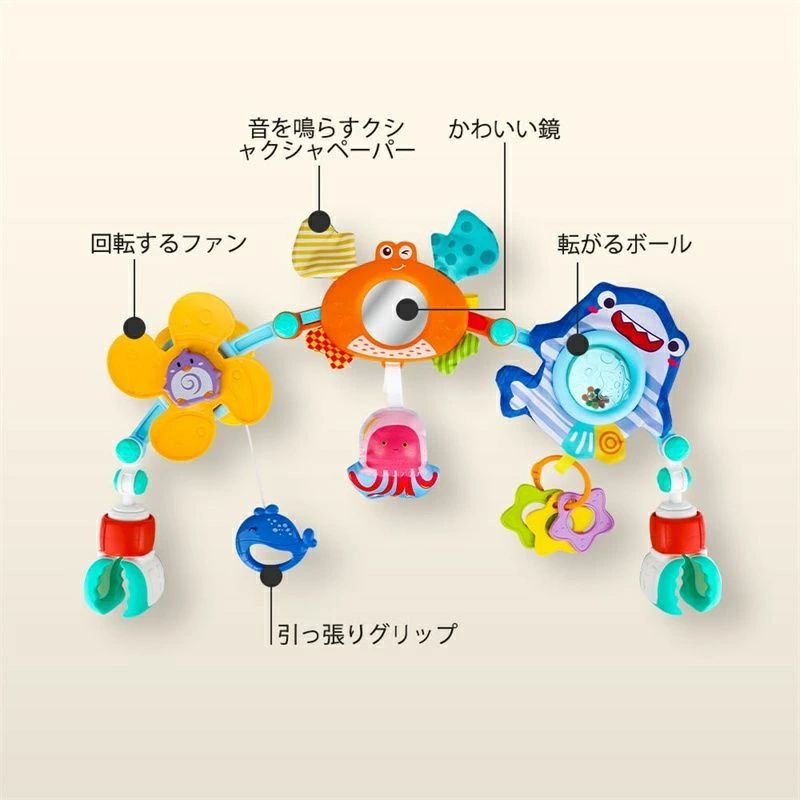 ベッドメリー ベビーカー用振り子 寝かしつけ 赤ちゃんおもちゃ 知育玩具 ハイロー...