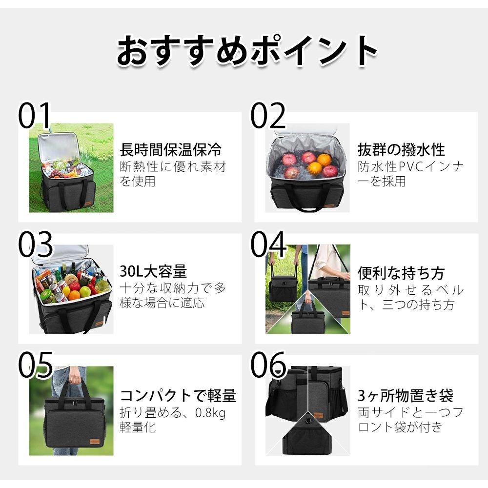 保温バッグ 10L 22L 漏れ防止 防水 お弁当袋 保冷バッグ 折りたたみ トートバッグ エコバッグ ソフトクーラーボックス レジャー アウトドア ランチバッグ 大容量 おしゃれ ショッピングバッグ 旅行バッグ 軽量 多機能 買い物 防災用 キャンプ code-shop-10003422 ソウゴウバンジヤ サンプル画像2