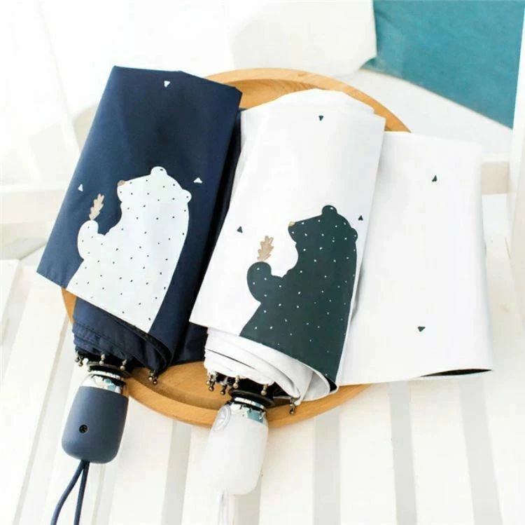 母の日 日傘 レディース くま柄日傘 100%完全遮光 折りたたみ傘 晴雨兼用傘 UVカット 軽量 折り畳み 日傘 紫外線対策 耐風傘 母の日 雨傘 かさ 通学旅行 日傘 学生 オシャレ ワンタッチ 傘 ギフト ホワイト ネイビー