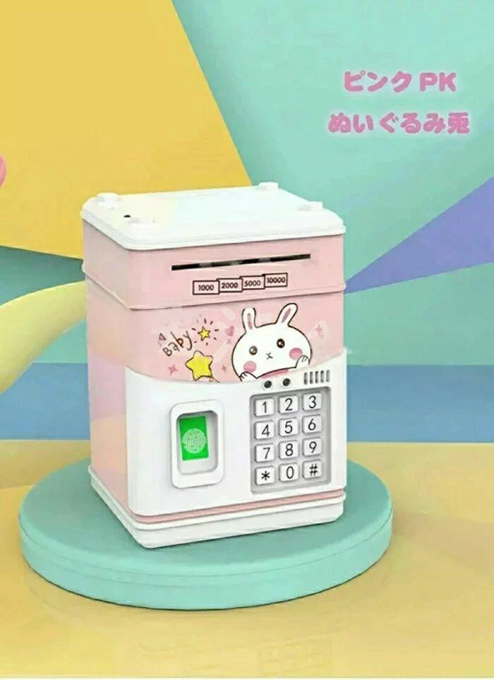 貯金箱 お札 コイン 自動巻き込 指紋開け 暗号開け ミニATM ダイヤルロック式 可愛いデザイン 音楽付け キッズ 子供 プレゼント ギフト クリスマス 2