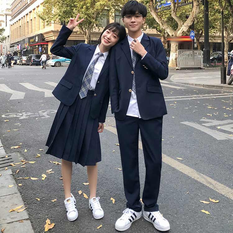女子＆男子スクール制服 ブレザー フォーマルスーツ 入学式スーツ 4点セット 無地 春秋冬 ブレザー 学生服 jk 男子高生 女子高生 中学生 スクールスーツ 学生制服 高校生制服 入学式/文化祭/卒業式/発表会 コスプレ制服 大きいサイズ 2