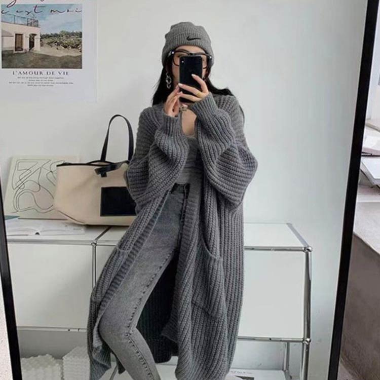 ニット オーバーサイズ ロングカーディガン ノーカラー 春 カーディガン ロング ボ...