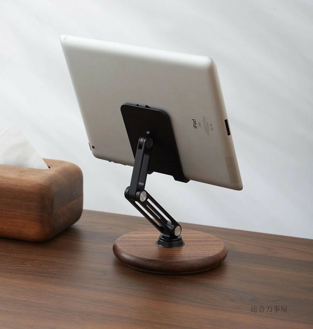 スマホスタンド タブレットスタンド スマホ スタンド 携帯スタンド 多機能 取り付け簡単 携帯 折り畳み式 小型 高さ調整 滑り止めシリコンパッド付き アルミ合金素材 木製 持ち運び お祝い 贈 3