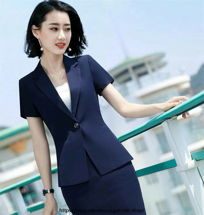 ご来店いただき、誠にありがとうございます。 ★セット内容：ジャケット＋スカート/ジャケット+パンツ ★素材：ポリエステル ★生産国：中国 伸縮性：なし 生地厚さ：普通 透け感：なし 付属品：なし ★カラー：ブルー　ブラック ※お客様ご使用の...