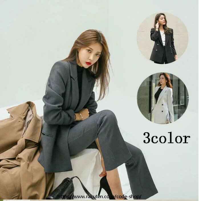 セットアップ 40代 卒業式 セレモニースーツ フォーマル ジャケット+パンツ OL ダブルボタンスーツ 3色 オフィス 二次会 スリム オシャレ 卒業式 ビジネス 2点セット 結婚式 上下セット 通勤 レディーススーツ 通学 女性 人気新作 エレガント キレイめ 韓国風 お洒落