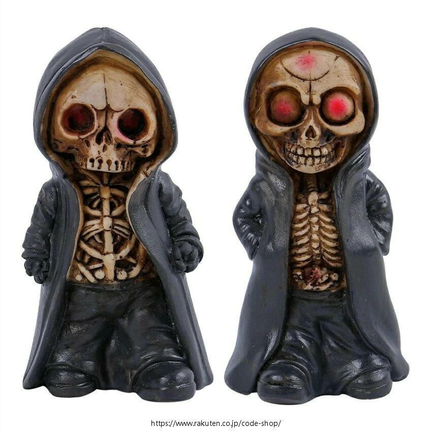 細工置物ライト変換可能 樹脂 恐怖仮面人間 装飾品アイデアお化け祭り 立ち姿骸骨人 ドクロ