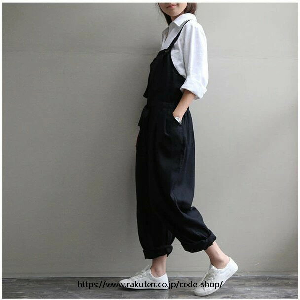 サロペットデニムパンツ レディース リネンパンツ 涼しいズボン 麻パンツ 薄手 涼しく快適 黒パン おもしろい バレンタイン プレゼント