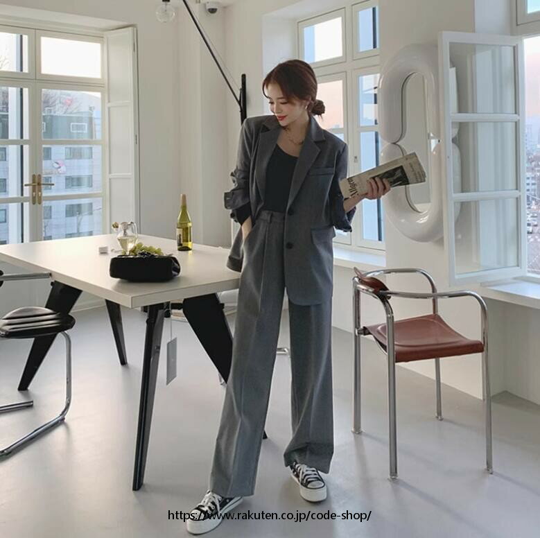 リクルートスーツ セットアップ 女性スーツ ボトムス ビジネススーツ ワイドパンツ フォーマル パンツスーツ スリム スーツセット 長袖 レディーススーツ カジュアル 入学式 卒業式 結婚式 通勤 30代40代 ママ 冠婚葬祭 女性ファッション スーツ「上着＋パンツ」