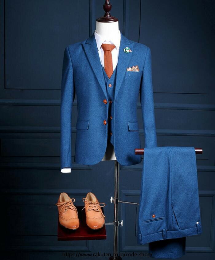 メンズスーツ スリーピース 高級感 タキシード 二つボタン 長袖 無地 紳士服 冠婚葬祭 オフィス ビジネス セレモニー フォーマル カジュアル おしゃれ 結婚...