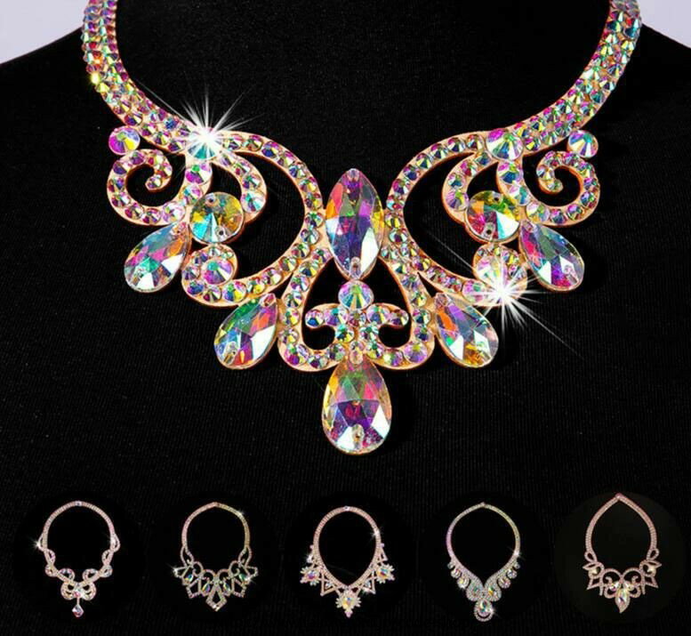 10タイプ ベリーダンス アクセサリー 社交ダンス チョーカー ネックレス 飾り 装飾 オーロラ ストーン ..