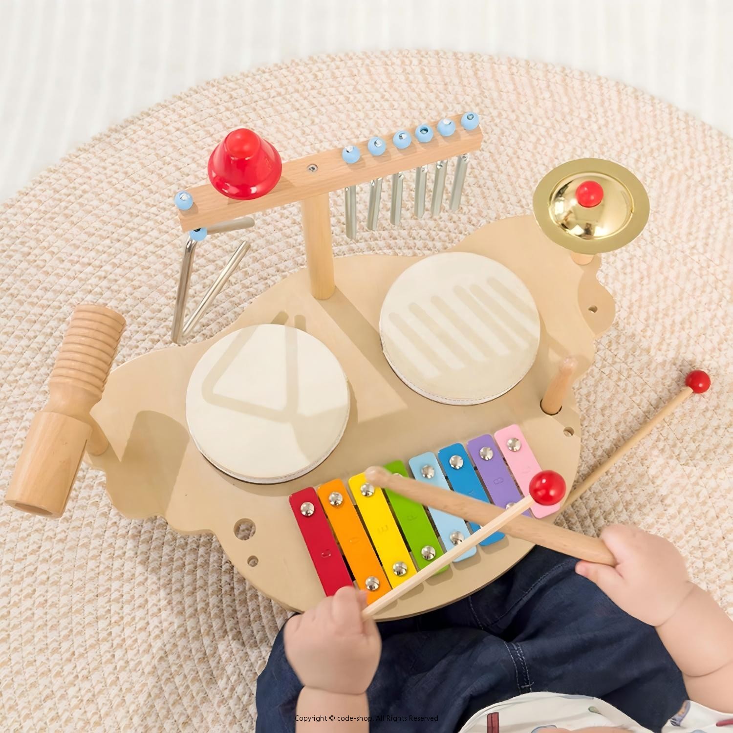 ソウゴウバンジヤの子供用ドラムセット楽器おもちゃ 幼児用 楽器 おもちゃ 木琴 赤ちゃん 打楽器 赤ちゃん 玩具 早期開発 知育玩具 音楽啓蒙 1 2 3 4 5 歳誕生日プレゼント 女の子 男の子 音楽おもちゃ｜アングル2
