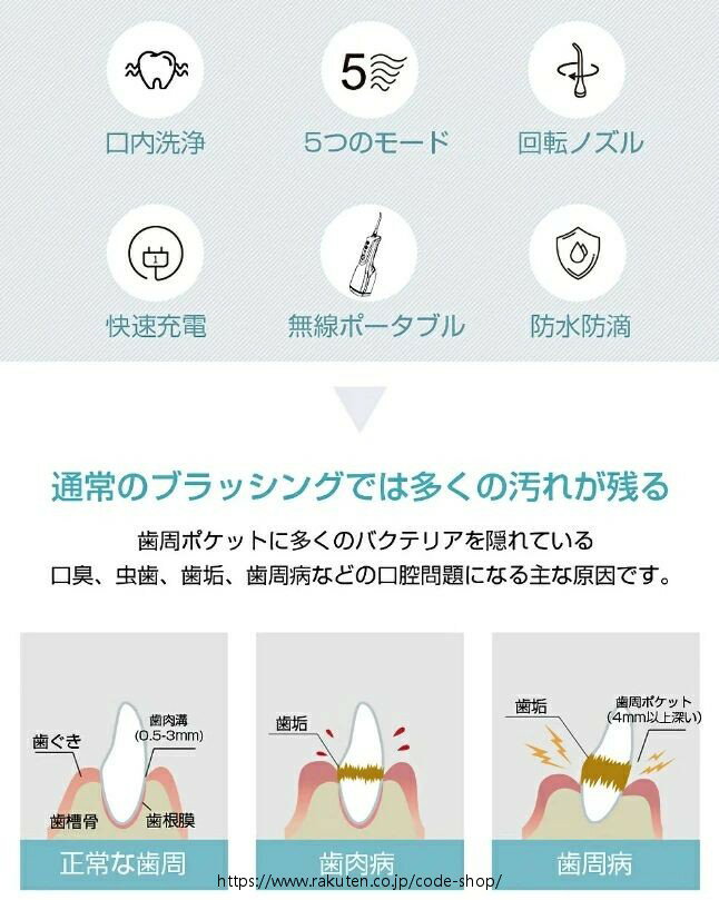 口腔洗浄器 ジェットウォッシャー ウォーターフロス 携帯用 口腔洗浄機 超音波 口...