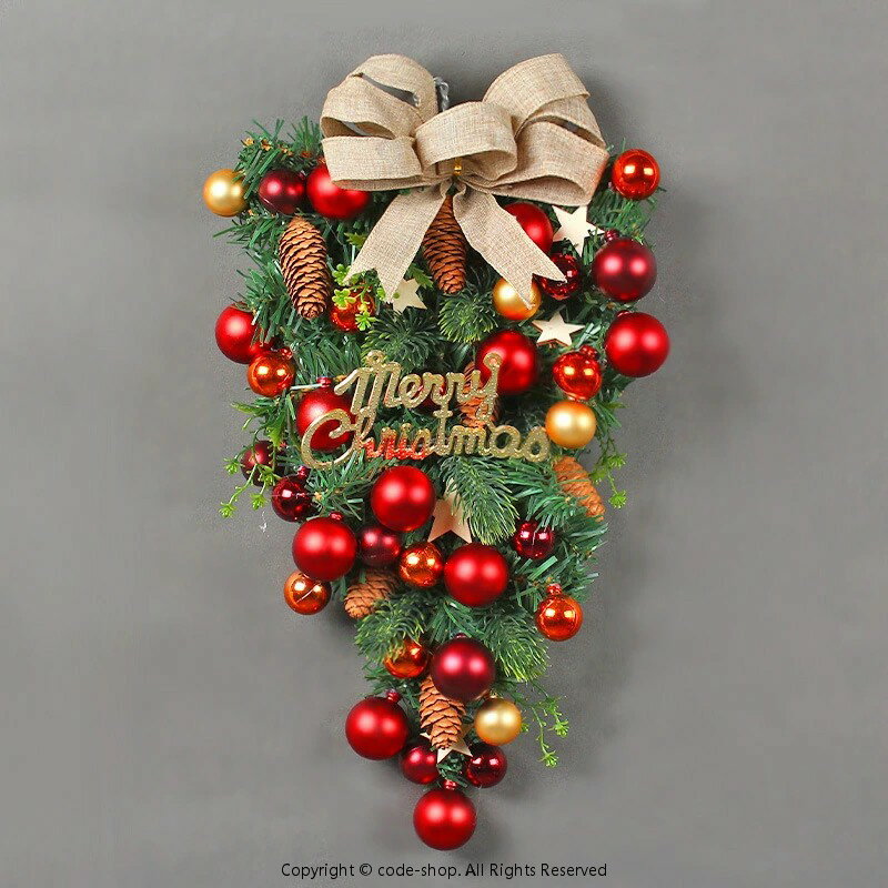 クリスマスリース 玄関ドア用 逆さまのクリスマスツリー スワッグ クリスマス 大き...
