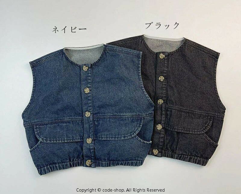 子供ベスト キッズ服 子供コート デニム ベビー服 男の子 女の子 安心素材 ベスト ...