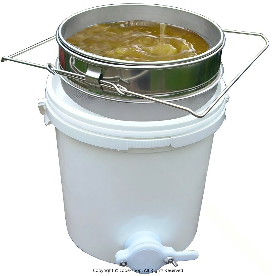 養蜂 器具 蜂蜜 こし器 ワックス はちみつ ろ過器 2重ステンレス製 ブラシ付き ふるい 園芸用 15Lポリ容器セット 高耐久で使いやすい