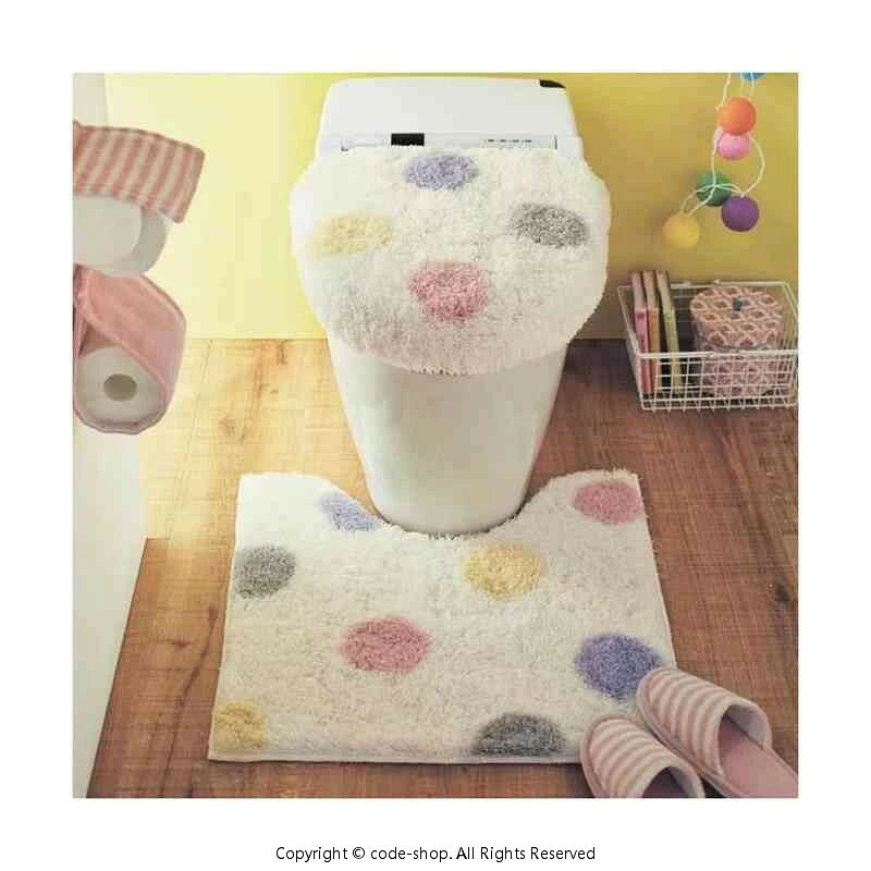ソウゴウバンジヤのトイレマット 3点セット トイレセット 便座シート ふたカバー フタカバー 便座クッション トイレマット おしゃれ 洗える 北欧 トイレ 便所 お手洗い おしゃれ Uフタセット ふわふわ バスマット 玄関マット 厚手｜アングル2