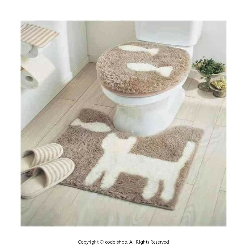 ソウゴウバンジヤのトイレマット 3点セット トイレセット 便座シート ふたカバー フタカバー 便座クッション トイレマット おしゃれ 洗える 北欧 トイレ 便所 お手洗い おしゃれ Uフタセット ふわふわ バスマット 玄関マット 厚手｜アングル3