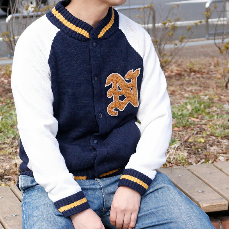 【オリジナル商品】 エスペーラ ユニセックス メンズ レディース アウター カジュアル ESPEARA 居楽仁 853809 ニットスタジャン サガラ ワッペン | ストリート